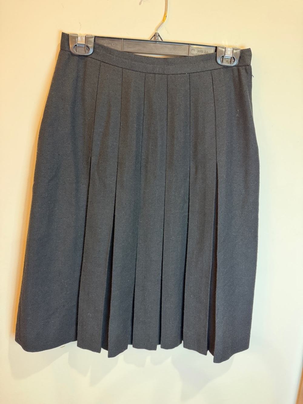 Bergforf Goodman Pleated A-Line Women's Black Wool Skirt, 10 (vintage sizing)